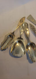 5x Zilver lepel voor Suiker en koffie leftovers 50 gram.