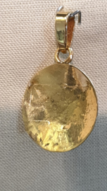 Goud hanger 20 karaat hoog geslepen malachiet 20 cm bij 11 mm