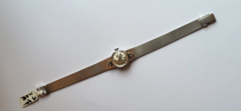 Witgouden 14 kr gouden dames horloge met 6x briljant 22 gram 17 cm