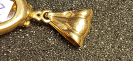 Gouden 14 kr hanger als  lieveheersbeestje  met citrien 3.7 bij 1.6 cm.
