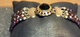 Granaat armband met gouden slot topstaat 4 rijen lakbollen 19 cm 3,5/2cm