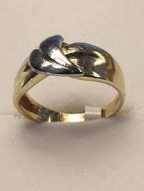 Bi-color damesring, 14 krt., 8mm, maat 17.5, 4.4 gram