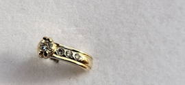 Brilant oorstekers 2x 0,10 en 6x 0.005 crt goud 14kr 14 mm lang, 2 gram
