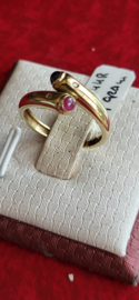 Geel gouden ring met diamant saffier en robijn maat 16 .