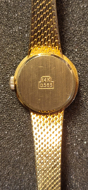 Goud prisma dames horloge met milanese maat mooie staat 25 gram .