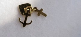 Goud geloof hoop en liefde hanger 10 mm  0,3 gram.
