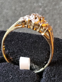 Diamant ring geelgoud met witgoudem kop klassiek. maat 17.