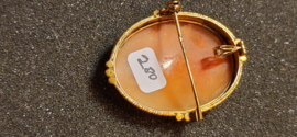 Antieke gouden  broch/hanger top camee bruto 8 gram 4 bij 2,5 cm