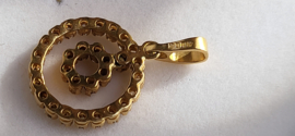 18  kr goud ronde hanger met zirkonia 4,5 gram  diameter 20 mm.