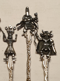 6x Zilver lepeltjes  mythische voorstelling Holland zilver eind 19e eeuw