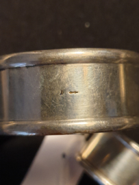 Servet ring en vingerdoek set zilver42 gram diameter 5 en 3,5 cm  2,5cm breed