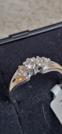 Witgouden 14 kr ring met 6x briljant 0,02  en 1x 015 crt maat 18.