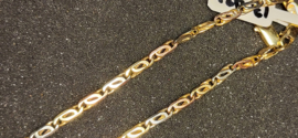 14 karaat drie kleuren goud collier massief 40 cm 14 gram .nette staat.