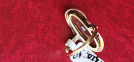 Gouden ring met Citrien kop 2,5 bij 1 cm maat 17 3,8 gram netto.