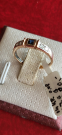 Roze gouden ring met briljant en saffier maat 17 0.08 crt .