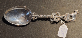 Zilver geboorte lepel met koe vermoedelijk Bolward 2e gehalte  49 gram.