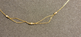 Goud anker collier met parel  40 cm 3 gram  14 kr.