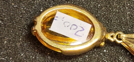 Gouden 14 kr hanger als  lieveheersbeestje  met citrien 3.7 bij 1.6 cm.