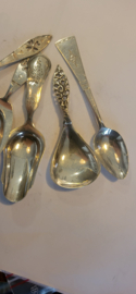 5x Zilver lepel voor Suiker en koffie leftovers 50 gram.