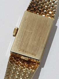 Gouden dames horloge met Milanese gouden band Pontiac maat 16,5 cm.