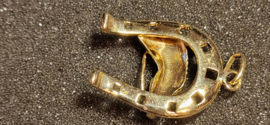 Zware 14 kr gouden hoefijzer met paardenhooft 8,3 gram 3 bij 2.3 cm.