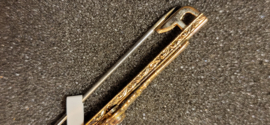 Antieke staaf broche goud met zirkoon nette staat 2,2 gram 6 cm .