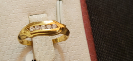 Geel  gouden14 kr  dames ring met zirkonia 3.3 gram maat 18,5 nieuwstaat .