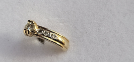Brilant oorstekers 2x 0,10 en 6x 0.005 crt goud 14kr 14 mm lang, 2 gram