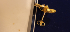 14 kr gouden oorsteker model Orgideebloem en parel 4.4 gram