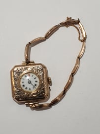 Antiek gouden dames horloge met rekbare gouden band 12 gram bruto