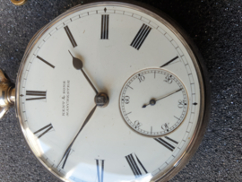 Zilver zakhorloge Kent & Sons lopende Manchester snek uurwerk.