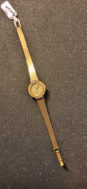 Goud prisma dames horloge met milanese maat mooie staat 25 gram .