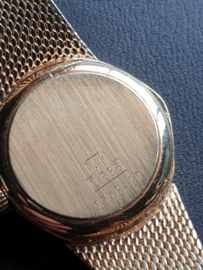 Goud 14 kr dames horloge met gouden Milanese merk Pontiac quartz
