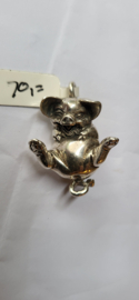 Zware zilveren Hanger voorstellende een lachend varken3,5 cm  27 gram.