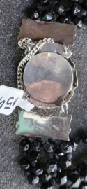 Zilver rouwarmband met gitte kralen 19,5 cm antiek.