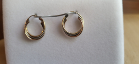 Gouden 14 kr drie kleuren creolen 0,8 gram14 mm nieuw .