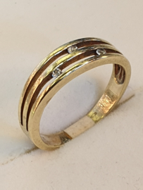 Bi-color damesring met zirconia, maat 17.5,  6 mm breed