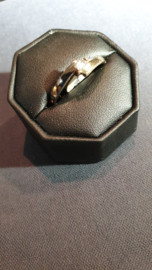 3 kleuren goud damesring met rechthoek geslepen diamant 0.08crt  Tw - E