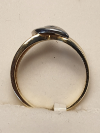 Bi-color damesring, 14 krt., 8mm, maat 17.5, 4.4 gram