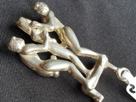 Zilver sleutelhanger voor volwassene bewegende delen Hand gemaakt.