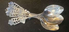 6x Biedermeier lepeltjes zilver 56 gram 10 cm  vermeulen.