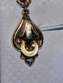 Antiek 19e eeuwse gouden hang oorbellen met stekers.