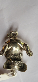 Zware zilveren Hanger voorstellende een lachend varken3,5 cm  27 gram.