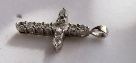 Zilver kruisje met zirkoon nieuwstaat 35/18 mm .