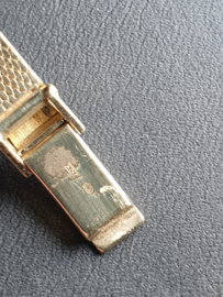 Goud 14 kr dames horloge met gouden Milanese merk Pontiac quartz