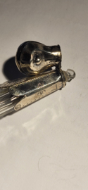 Kristal Geurfles met zilver beslag 11 cm hoog  nette staat. glas nieuwstaat.