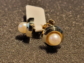 14 kr gouden set parel oorknoppen 1 cm diameter parel 5.5 mm