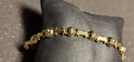Gouden Bicoller schakel armbandmet baksluiting 19 cm 20 gram.