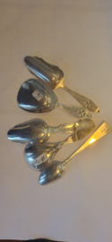 5x Zilver lepel voor Suiker en koffie leftovers 50 gram.
