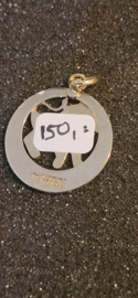 Gouden 14 kr dierenriem hanger leeuw 2,7 gram diameter 2.2 cm.